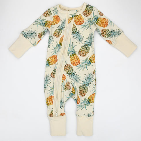 Organic Cotton Baby Pajamas 2-Way Zip Front Zipper Sleeper, Aloha Organic Earthy Clothing